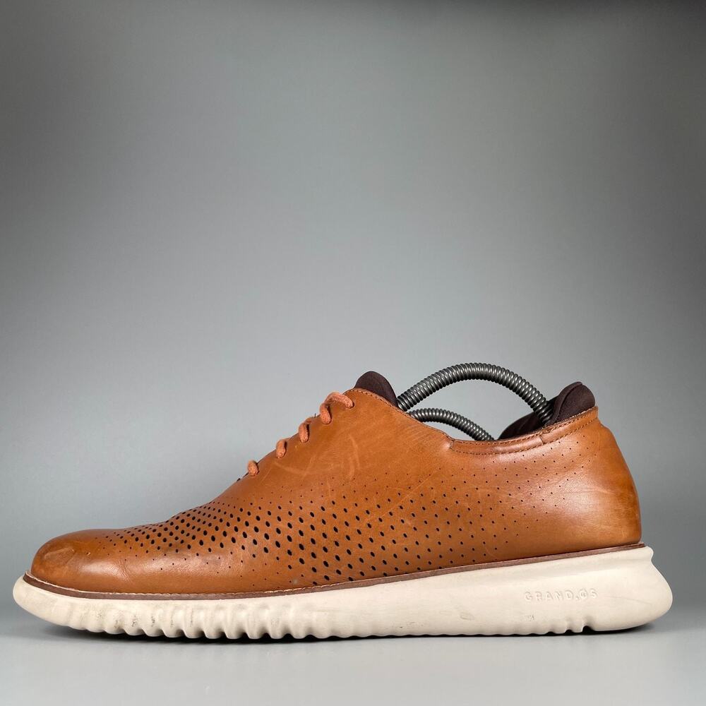 Cole Haan 2.ZeroGrand Laser Men's 10 M British Tan Leather Wingtip Oxford Casual